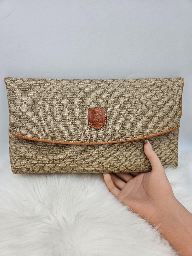 Cline Macadam Triomphe Canvas Fold-Over Clutch Bag